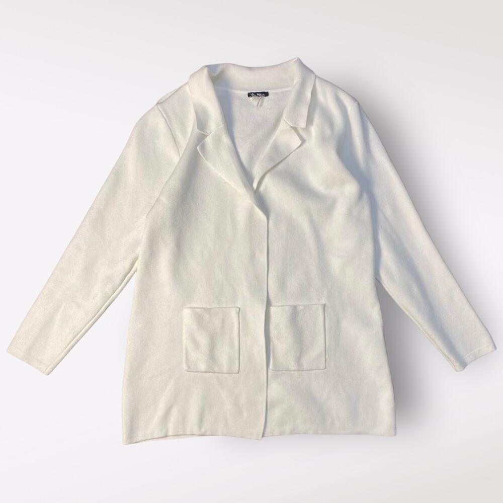 Vila Milano Women’s White Knitted Cardigan Sweater Size L Minimalist Neutral